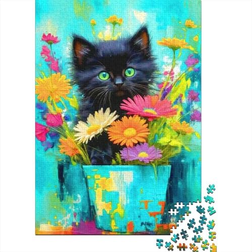 Katze Puzzle 1000 Teile Für Die Ganze Familie Tier Erwachsenenpuzzle Geschicklichkeitsspiel Geschenk 1000pcs (75x50cm) von PHQAZWSXE
