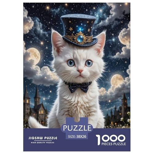 Katze Puzzle 1000 Teile Für Die Ganze Familie Tiere Impossible Puzzle Geschicklichkeitsspiel GescHühnerk 38x26cm/1000pcs von PHQAZWSXE