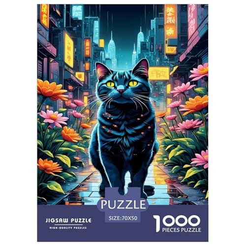 Katze Puzzle 1000 Teile Für Erwachsene Tiere Impossible Puzzle Geschicklichkeitsspiel GescHühnerk 70x50cm/1000pcs von PHQAZWSXE