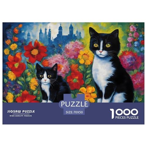 Katze Puzzle 1000 Teile Für Erwachsene interessant Erwachsenenpuzzle Geschicklichkeitsspiel Geschenk 70x50cm/1000pcs von PHQAZWSXE