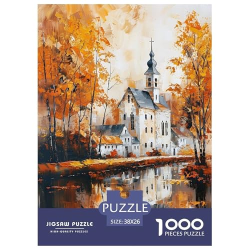 Kirche 1000 Teile Puzzle Für Erwachsene Und Kinder interessant Erwachsenenpuzzle Geschicklichkeitsspiel Weihnachtspuzzle 38x26cm/1000pcs von PHQAZWSXE