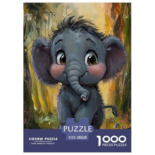 Kleiner Elefant Puzzle 1000 Teile Für Erwachsene Und Kinder Tiere Erwachsenenpuzzle Clevere Rätsel Weihnachtspuzzle 38x26cm/1000pcs von PHQAZWSXE