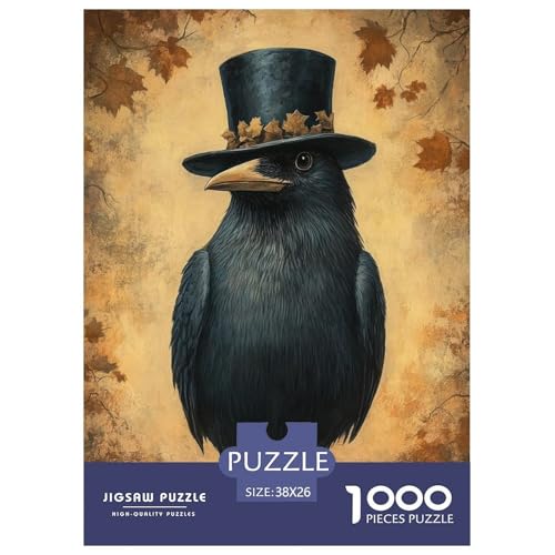 Krähe 1000 Teile Puzzle Für Erwachsene Und Kinder Tiere Erwachsenenpuzzle Geschicklichkeitsspiel Weihnachtspuzzle 38x26cm/1000pcs von PHQAZWSXE