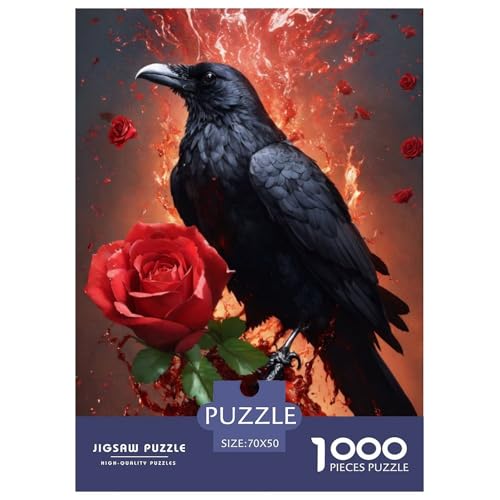 Krähe Puzzle 1000 Teile Für Erwachsene Tier Impossible Puzzle Geschicklichkeitsspiel Weihnachtspuzzle 70x50cm/1000pcs von PHQAZWSXE