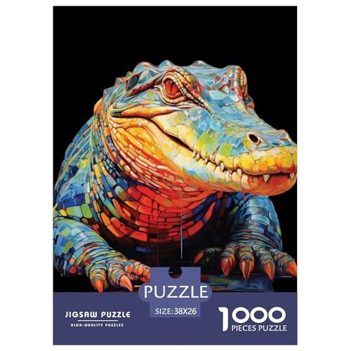 Krokodil Puzzle 1000 Teile Für Erwachsene Tier Impossible Puzzle Geschicklichkeitsspiel Weihnachtspuzzle 38x26cm/1000pcs von PHQAZWSXE
