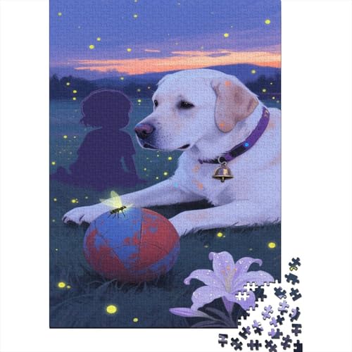 Labrador Retriever 1000 Teile Puzzle Für Erwachsene Und Kinder EIN Labrador-Retriever im Nachtlicht Impossible Puzzle Clevere Rätsel Geschenk 1000pcs (75x50cm) von PHQAZWSXE