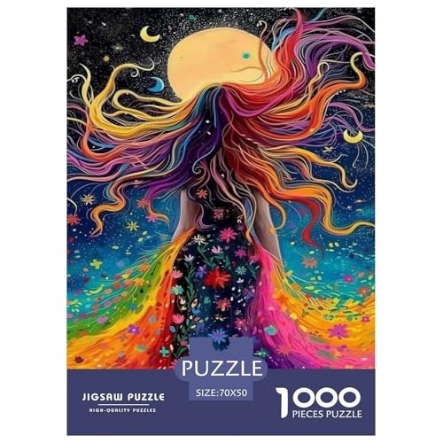 Langhaarige Frau Puzzle 1000 Teile Für Erwachsene Und Kinder interessant Impossible Puzzle Geschicklichkeitsspiel Geschenk 70x50cm/1000pcs von PHQAZWSXE