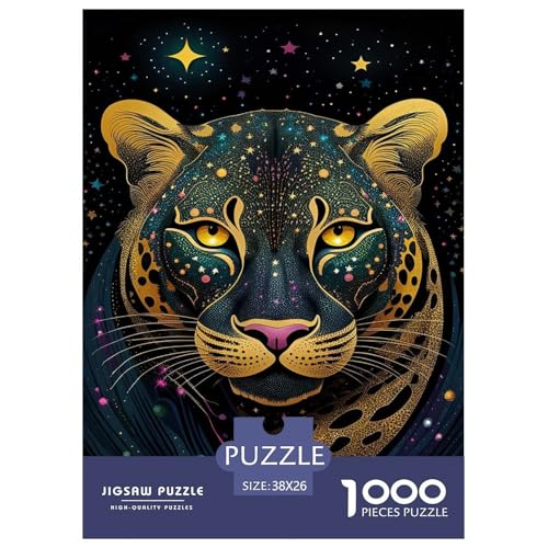Leopard 1000 Teile Puzzle Für Die Ganze Familie Tiere Erwachsenenpuzzle Geschicklichkeitsspiel GescHühnerk 38x26cm/1000pcs von PHQAZWSXE