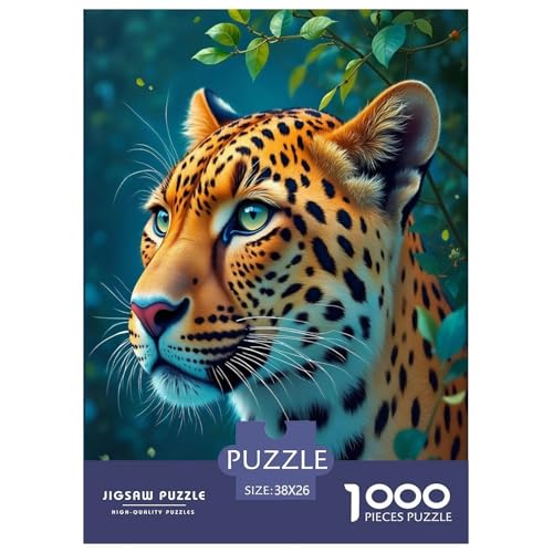 Leopard Puzzle 1000 Teile Für Erwachsene Tiere Impossible Puzzle Clevere Rätsel Geschenk 38x26cm/1000pcs von PHQAZWSXE