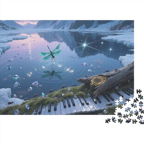 Libelle 1000 Teile Puzzle Für Die Ganze Familie Piano Key Libelle Erwachsenenpuzzle Geschicklichkeitsspiel Geschenk 1000pcs (75x50cm) von PHQAZWSXE