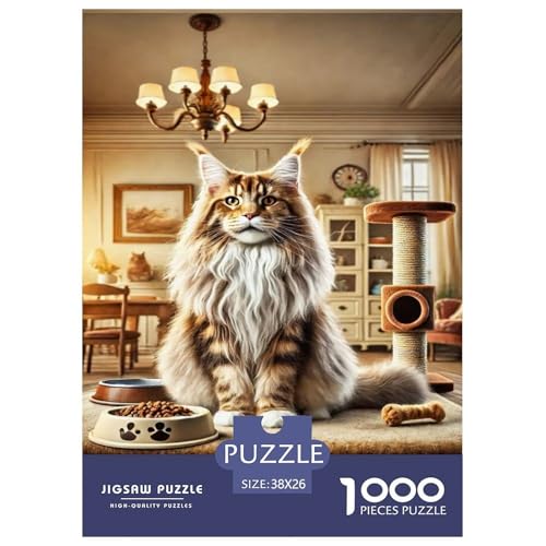 Maine Coon Puzzle 1000 Teile Für Erwachsene Und Kinder Tier Erwachsenenpuzzle Geschicklichkeitsspiel Geschenk 38x26cm/1000pcs von PHQAZWSXE