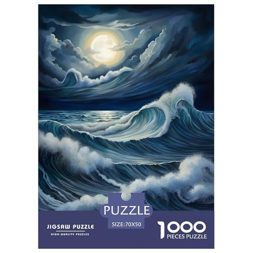 Meerwelle Puzzle 1000 Teile Für Erwachsene interessant persönlich Impossible Puzzle Geschicklichkeitsspiel Weihnachtspuzzle 70x50cm/1000pcs von PHQAZWSXE