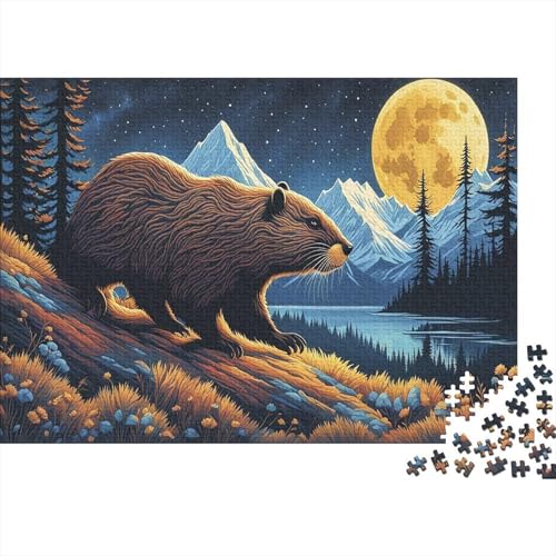 Mondlicht Beaver Puzzle 1000 Teile Für Erwachsene Tiere Impossible Puzzle Geschicklichkeitsspiel Weihnachtspuzzle 1000pcs (75x50cm) von PHQAZWSXE