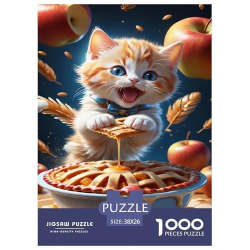 Niedliche Katze Eating Puzzle 1000 Teile Für Die Ganze Familie Tiere Impossible Puzzle Clevere Rätsel Weihnachtspuzzle 38x26cm/1000pcs von PHQAZWSXE