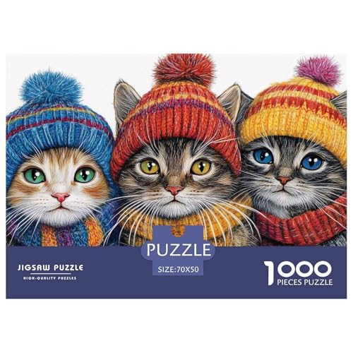 Niedliche Katze Puzzle 1000 Teile Für Erwachsene Und Kinder Tiere Impossible Puzzle Geschicklichkeitsspiel Weihnachtspuzzle 70x50cm/1000pcs von PHQAZWSXE