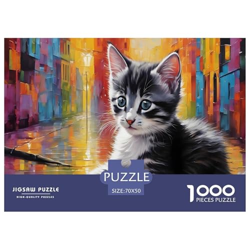 Niedliche kleine Katze 1000 Teile Puzzle Für Die Ganze Familie interessant Impossible Puzzle Geschicklichkeitsspiel Weihnachtspuzzle 70x50cm/1000pcs von PHQAZWSXE