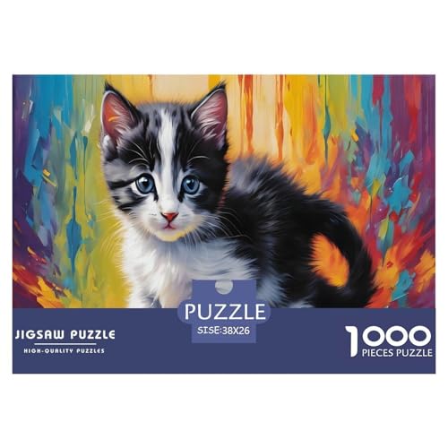 Niedliche kleine Katze 1000 Teile Puzzle Für Erwachsene Und Kinder interessant Erwachsenenpuzzle Clevere Rätsel Weihnachtspuzzle 38x26cm/1000pcs von PHQAZWSXE