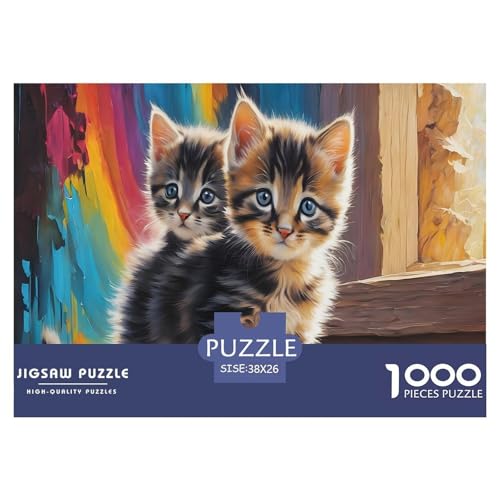 Niedliche kleine Katze 1000 Teile Puzzle Für Erwachsene interessant Impossible Puzzle Clevere Rätsel Geschenk 38x26cm/1000pcs von PHQAZWSXE