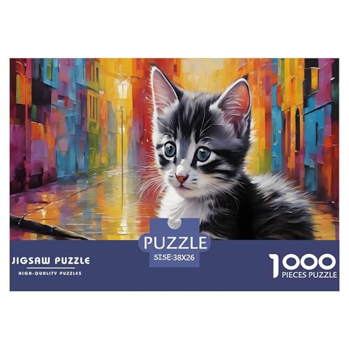 Niedliche kleine Katze Puzzle 1000 Teile Für Die Ganze Familie interessant Erwachsenenpuzzle Clevere Rätsel Geschenk 38x26cm/1000pcs von PHQAZWSXE