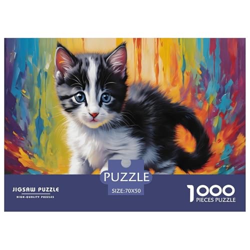 Niedliche kleine Katze Puzzle 1000 Teile Für Die Ganze Familie interessant Erwachsenenpuzzle Clevere Rätsel Weihnachtspuzzle 70x50cm/1000pcs von PHQAZWSXE