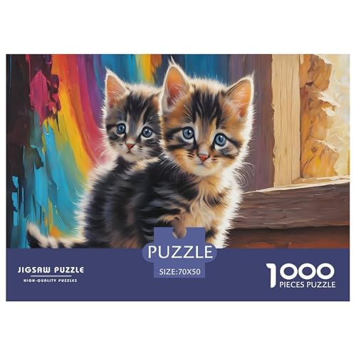 Niedliche kleine Katze Puzzle 1000 Teile Für Erwachsene Und Kinder interessant Impossible Puzzle Clevere Rätsel Weihnachtspuzzle 70x50cm/1000pcs von PHQAZWSXE