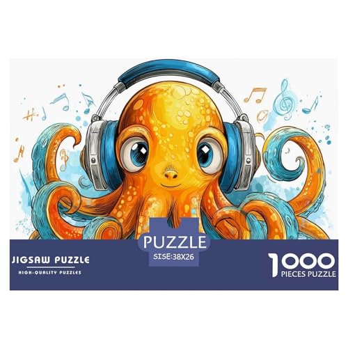 Niedlicher Octopus Puzzle 1000 Teile Für Erwachsene Tiere Impossible Puzzle Geschicklichkeitsspiel Geschenk 38x26cm/1000pcs von PHQAZWSXE