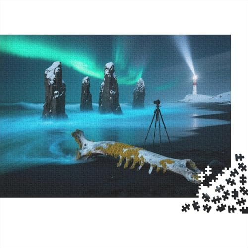 Nordlicht 1000 Teile Puzzle Für Die Ganze Familie Nordlicht Scenery Erwachsenenpuzzle Geschicklichkeitsspiel Weihnachtspuzzle 1000pcs (75x50cm) von PHQAZWSXE