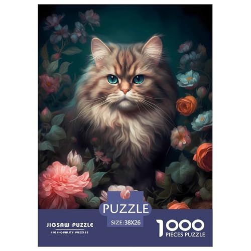 Norwegische Waldkatte 1000 Teile Puzzle Für Erwachsene Tier Erwachsenenpuzzle Geschicklichkeitsspiel Weihnachtspuzzle 38x26cm/1000pcs von PHQAZWSXE