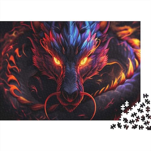 Orange Augen Drache Puzzle 1000 Teile Für Erwachsene Und Kinder interessant Impossible Puzzle Geschicklichkeitsspiel Geschenk 1000pcs (75x50cm) von PHQAZWSXE