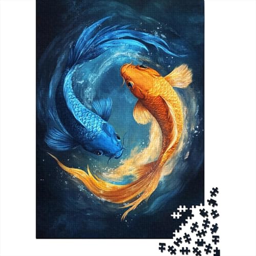 Orange Blaue Karpfe Puzzle 1000 Teile Für Die Ganze Familie Tiere Erwachsenenpuzzle Geschicklichkeitsspiel Weihnachtspuzzle 1000pcs (75x50cm) von PHQAZWSXE