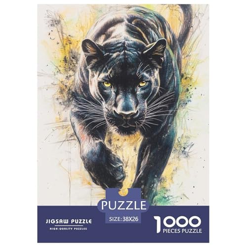 Panther 1000 Teile Puzzle Für Die Ganze Familie Tier Erwachsenenpuzzle Geschicklichkeitsspiel Weihnachtspuzzle 38x26cm/1000pcs von PHQAZWSXE