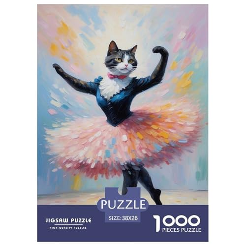 Paris Dancing Katze Puzzle 1000 Teile Für Die Ganze Familie interessant Impossible Puzzle Geschicklichkeitsspiel Geschenk 38x26cm/1000pcs von PHQAZWSXE
