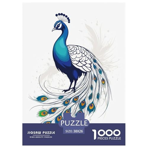 Pfauen 1000 Teile Puzzle Für Die Ganze Familie Tiere Erwachsenenpuzzle Clevere Rätsel GescHühnerk 38x26cm/1000pcs von PHQAZWSXE