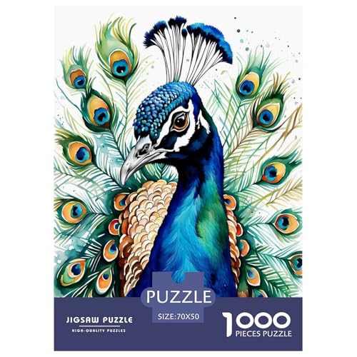 Pfauen 1000 Teile Puzzle Für Erwachsene Tiere Impossible Puzzle Clevere Rätsel Weihnachtspuzzle 70x50cm/1000pcs von PHQAZWSXE