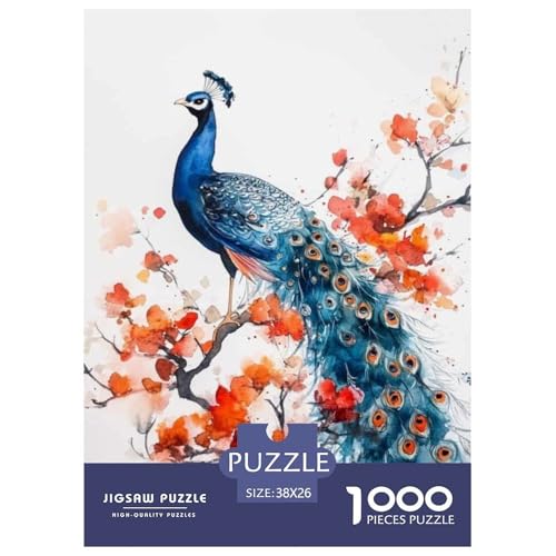 Pfauen Puzzle 1000 Teile Für Erwachsene Tier Erwachsenenpuzzle Geschicklichkeitsspiel Weihnachtspuzzle 38x26cm/1000pcs von PHQAZWSXE