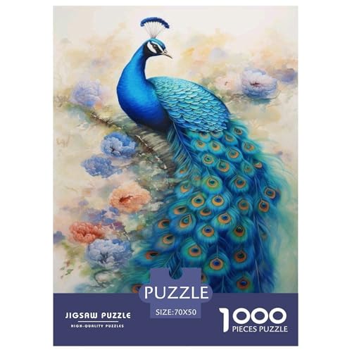 Pfauen Puzzle 1000 Teile Für Erwachsene Tier Impossible Puzzle Geschicklichkeitsspiel Weihnachtspuzzle 70x50cm/1000pcs von PHQAZWSXE