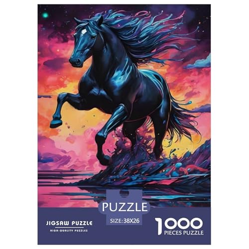 Pferd 1000 Teile Puzzle Für Die Ganze Familie Tier Erwachsenenpuzzle Geschicklichkeitsspiel Weihnachtspuzzle 38x26cm/1000pcs von PHQAZWSXE