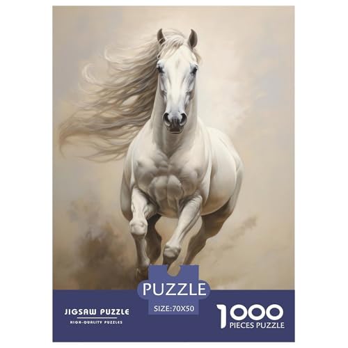 Pferd 1000 Teile Puzzle Für Erwachsene Tiere Impossible Puzzle Geschicklichkeitsspiel Geschenk 70x50cm/1000pcs von PHQAZWSXE