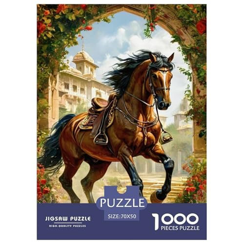 Pferd Puzzle 1000 Teile Für Erwachsene Tier Impossible Puzzle Geschicklichkeitsspiel Geschenk 70x50cm/1000pcs von PHQAZWSXE