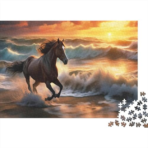 Pferds by The Am Meer 1000 Teile Puzzle Für Erwachsene Und Kinder interessant Erwachsenenpuzzle Geschicklichkeitsspiel Geschenk 1000pcs (75x50cm) von PHQAZWSXE