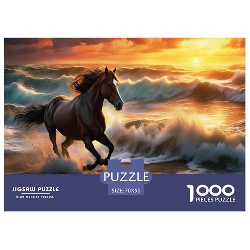 Pferds by The Am Meer Puzzle 1000 Teile Für Erwachsene Tiere Erwachsenenpuzzle Clevere Rätsel Geschenk 70x50cm/1000pcs von PHQAZWSXE