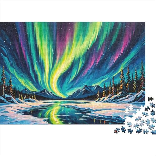 Polarnacht-Aurora Puzzle 1000 Teile Für Erwachsene Und Kinder interessant Impossible Puzzle Geschicklichkeitsspiel Weihnachtspuzzle 1000pcs (75x50cm) von PHQAZWSXE