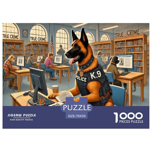 Polizeihund Puzzle 1000 Teile Für Die Ganze Familie interessant Impossible Puzzle Geschicklichkeitsspiel Geschenk 70x50cm/1000pcs von PHQAZWSXE
