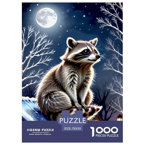 Raccoon Puzzle 1000 Teile Für Erwachsene Tier Erwachsenenpuzzle Geschicklichkeitsspiel Weihnachtspuzzle 70x50cm/1000pcs von PHQAZWSXE