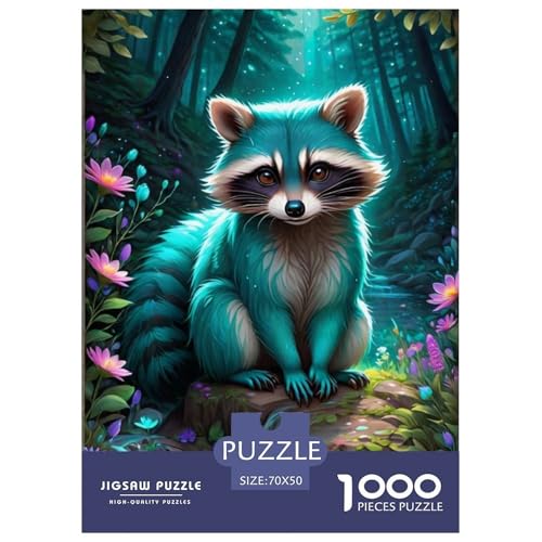 Raccoon Puzzle 1000 Teile Für Erwachsene Und Kinder Tier Erwachsenenpuzzle Clevere Rätsel Geschenk 70x50cm/1000pcs von PHQAZWSXE