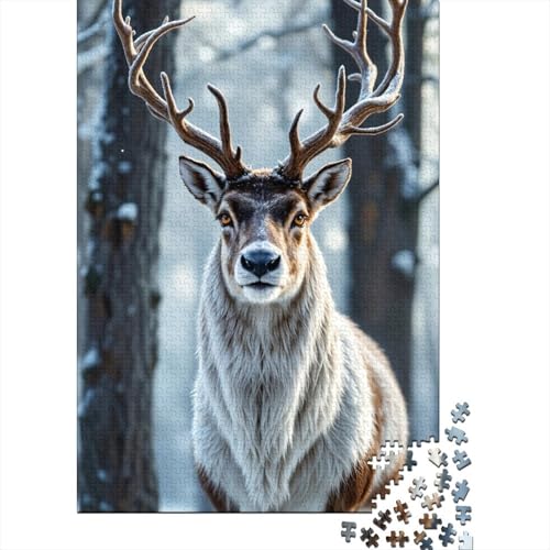 Rentier 1000 Teile Puzzle Für Erwachsene Tier Erwachsenenpuzzle Clevere Rätsel Geschenk 1000pcs (75x50cm) von PHQAZWSXE