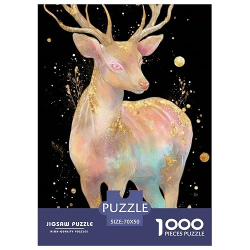 Sanftes Hirsch Puzzle 1000 Teile Für Erwachsene Und Kinder Tier Impossible Puzzle Clevere Rätsel Geschenk 70x50cm/1000pcs von PHQAZWSXE