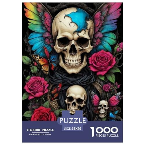 Schädel 1000 Teile Puzzle Für Erwachsene Und Kinder interessant Erwachsenenpuzzle Clevere Rätsel Geschenk 38x26cm/1000pcs von PHQAZWSXE