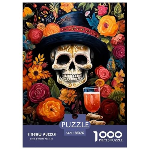 Schädel 1000 Teile Puzzle Für Erwachsene Und Kinder interessant Impossible Puzzle Geschicklichkeitsspiel Weihnachtspuzzle 38x26cm/1000pcs von PHQAZWSXE