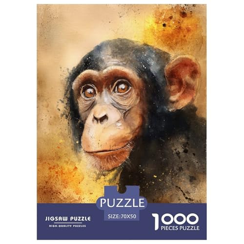 Schimpansen 1000 Teile Puzzle Für Erwachsene Tier Impossible Puzzle Clevere Rätsel Weihnachtspuzzle 70x50cm/1000pcs von PHQAZWSXE